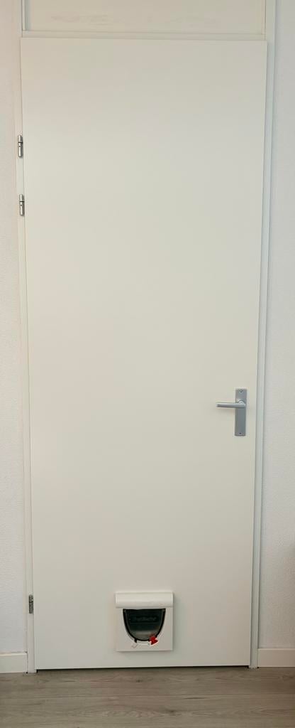 Opdekdeur met kattenluik., Ophalen, Gebruikt, Binnendeur, 215 cm of meer