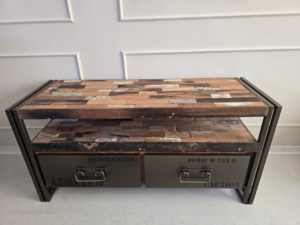 TV kast industriële stijl, Huis en Inrichting, Kasten | Televisiemeubels, Overige houtsoorten, 100 tot 150 cm, Ophalen of Verzenden