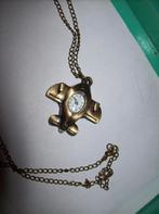 Ketting Goudkleur Mooi Klokje model Leuk Vliegtuig, Verzenden, Nieuw, Goud, Overige materialen