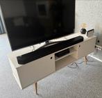 Wit TV Dressoir met Schuifdeuren en Beuken Pootjes, Ophalen, Gebruikt, 150 tot 200 cm, Minder dan 100 cm