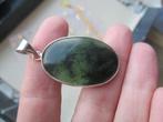 226/ verzilverde serpentijn hanger, Nieuw, Ophalen of Verzenden, Met edelsteen, Zilver