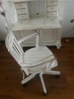 Landelijke witte bureaustoel - in hoogte verstelbaar, Ophalen of Verzenden, Gebruikt, Wit, Bureaustoel