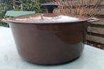 COUSANCES LE CREUSET AC chocolade bruin gietijzer Ø22 (G228), Gebruikt, Gietijzer, Ophalen of Verzenden, Keramische plaat