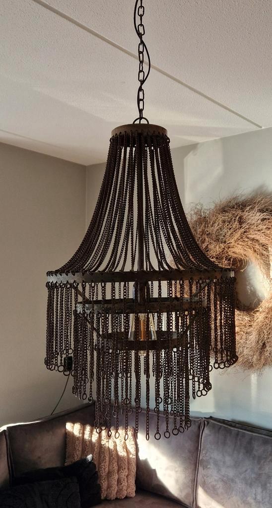 Hoffz Blossom lamp L - Industriële ketting kroonluchter 60cm, Huis en Inrichting, Lampen | Kroonluchters, Zo goed als nieuw, Metaal