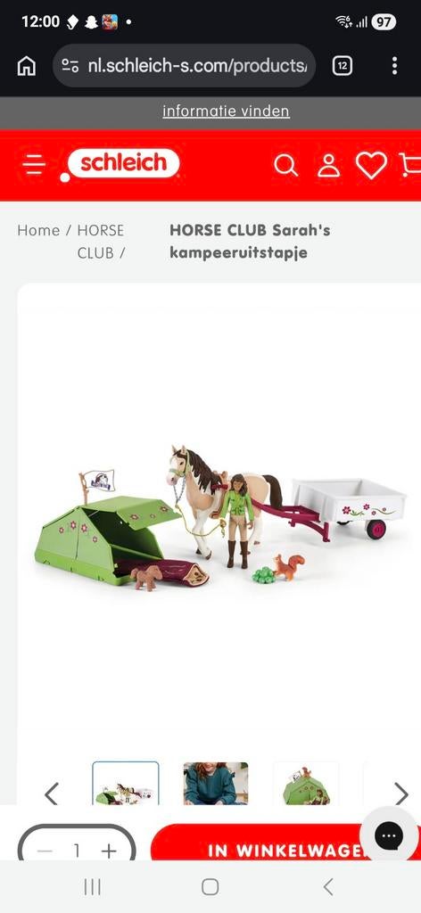 Schleich Horse Club Sarah's kampeeruitstapje, Ophalen, Zo goed als nieuw