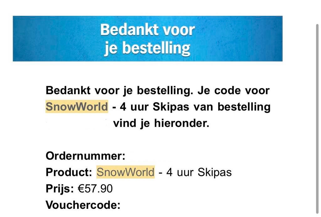 2x SnowWorld pas 4 uur (voor last minute tripje 😊), Tickets en Kaartjes, Eén persoon