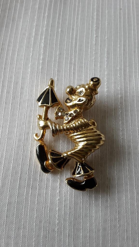 clown met paraplu broche (56), Overige materialen, 4 tot 7 cm, Ophalen of Verzenden, Zo goed als nieuw