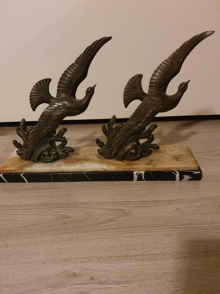 Beeld met twee vogel  van brons, Antiek en Kunst, Antiek | Koper en Brons, Brons, Ophalen of Verzenden