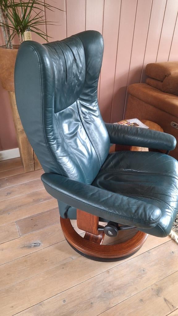 Stressless fauteuil, Ophalen, Gebruikt, Leer, 50 tot 75 cm