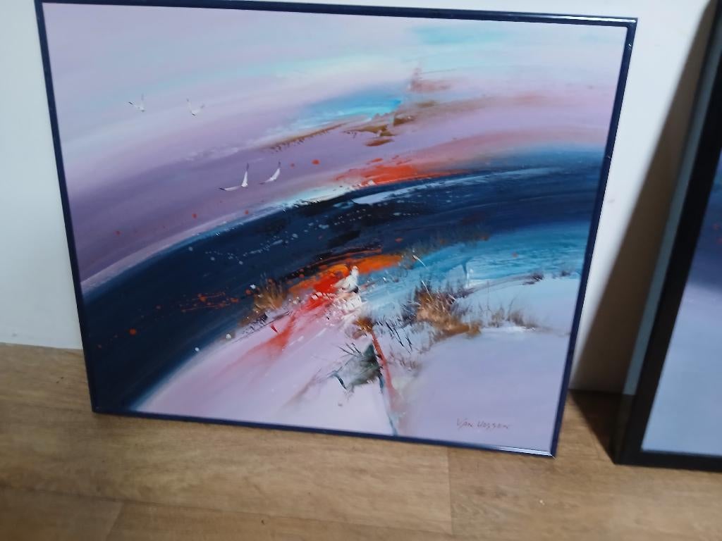 Van Hussen 7 stuks abstracte schilderijen / ook per stuk., Ophalen