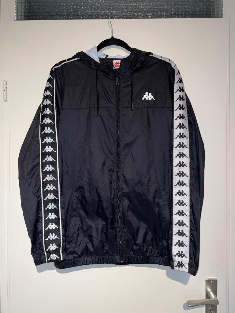 KAPPA heren vintage zwarte regen wind jack jas mt M, Kappa, Maat 48/50 (M), Zwart, Ophalen of Verzenden