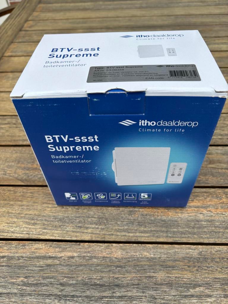 Itho Daalderop BTV-ssst Supreme badkamer-/toiletventilator, Ophalen of Verzenden, Nieuw, Ventilator