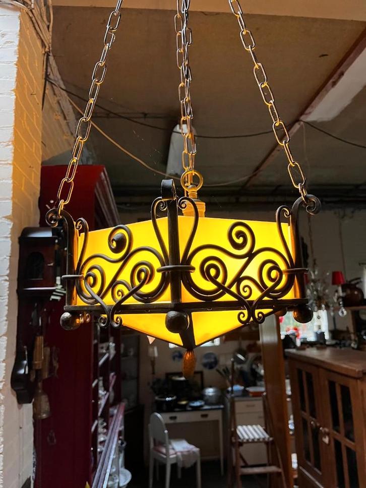 44) Zeer sierlijke art deco hanglamp, Huis en Inrichting, Fauteuils, Gebruikt, Overige materialen, Minder dan 50 cm, Minder dan 75 cm