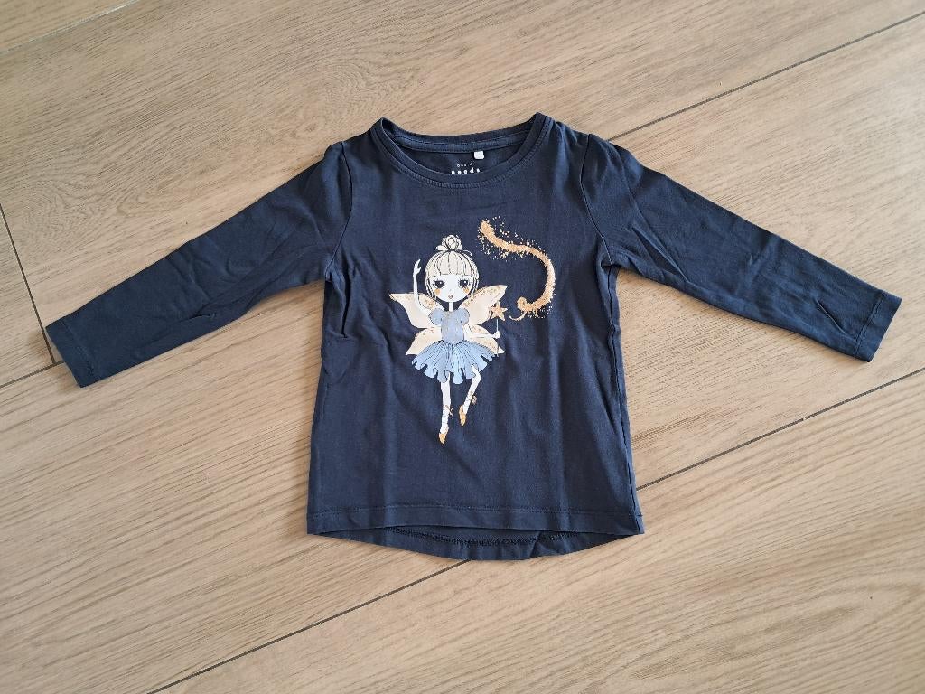 K208 Donkerblauw shirt met elfje Name It maat 92, Kinderen en Baby's, Kinderkleding | Maat 92, Meisje, Ophalen of Verzenden, Zo goed als nieuw