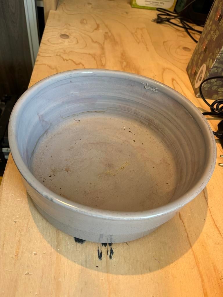 Grijze bloempot van aardewerk, Ophalen, Steen, Minder dan 30 cm, Rond