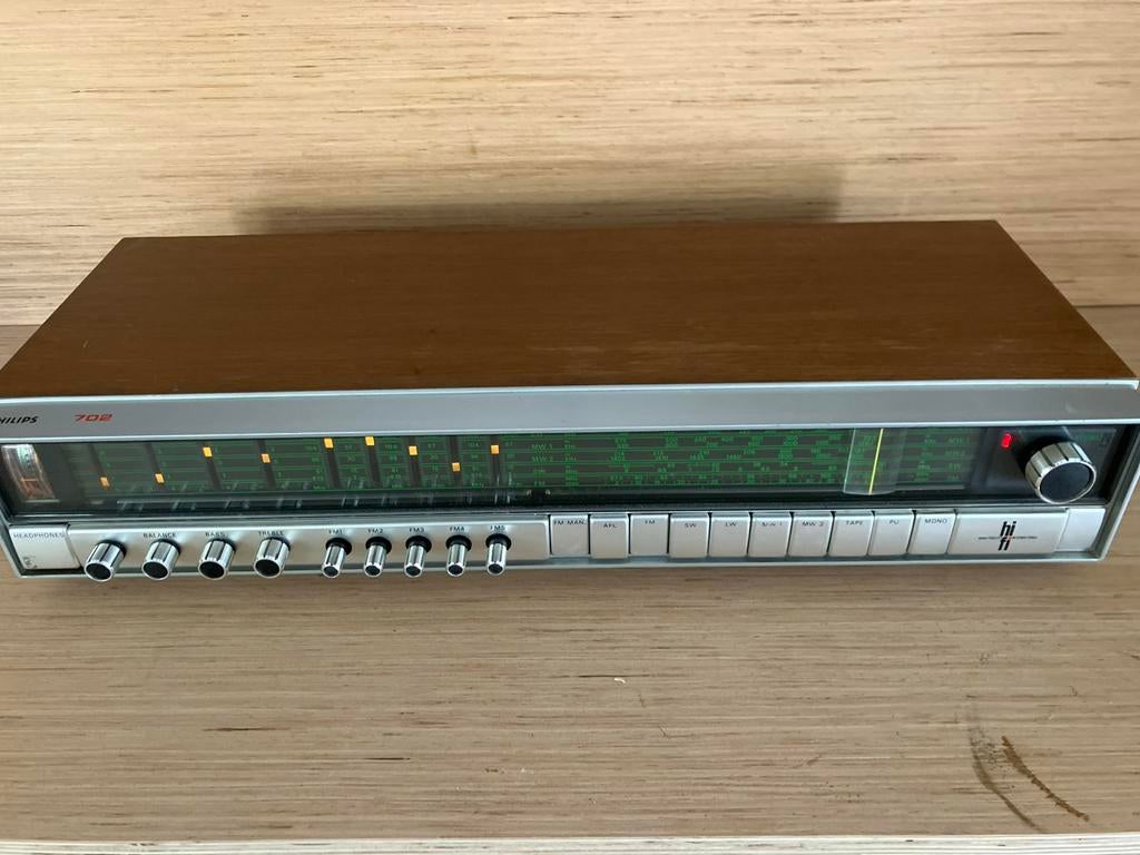 Philips 702 Receiver - Vintage Hifi Stereo Ontvanger, Audio, Tv en Foto, Versterkers en Receivers, Ophalen, Gebruikt, Minder dan 60 watt