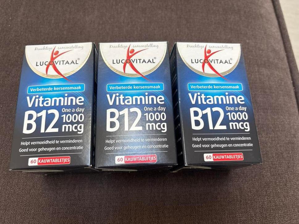 3x Lucovitaal Vitamine B12 1000mcg Kauwtabletten Kersen, Ophalen of Verzenden, Nieuw