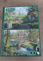 Falcon de luxe 2x500 stukjes puzzel - Romantische huisjes, Ophalen of Verzenden, 500 t/m 1500 stukjes, Zo goed als nieuw, Legpuzzel