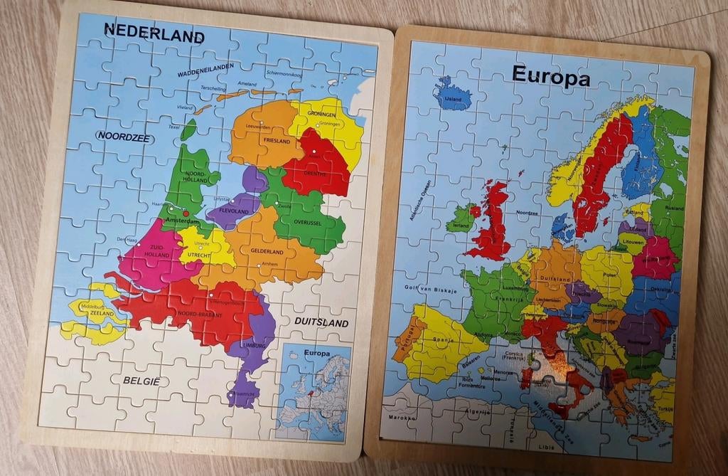Houten puzzels Nederland europa, Zo goed als nieuw, Van hout, 6 jaar of ouder, Meer dan 50 stukjes