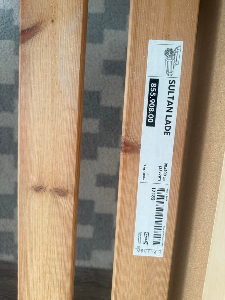 Bed met twee kasten, Ophalen, Eenpersoons, Bruin, Hout