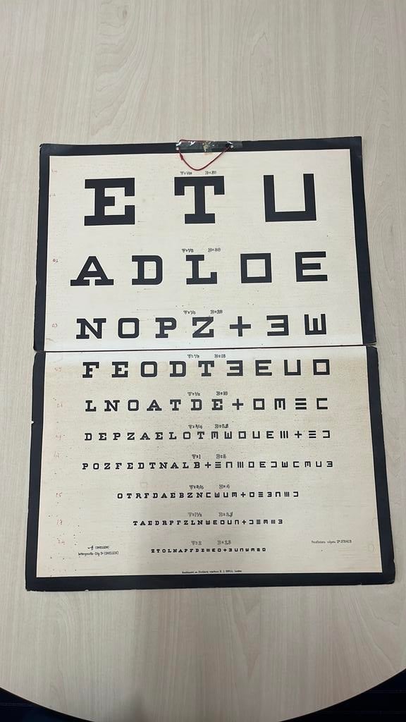 Antieke snellenkaart poster oogarts, Ophalen of Verzenden, Zo goed als nieuw