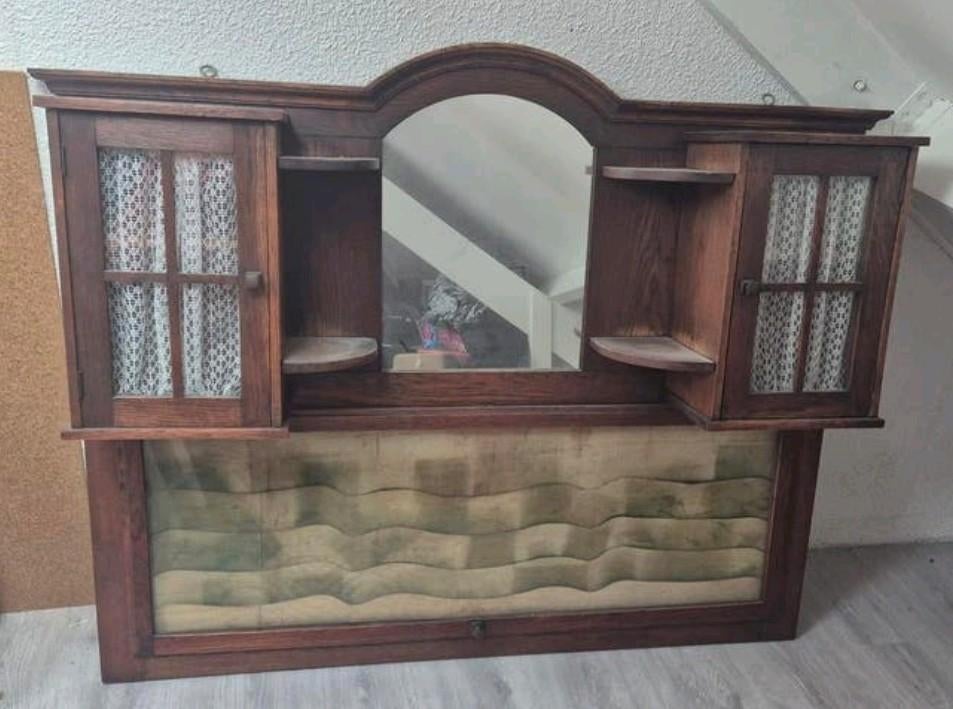 Kast hangkast wand, Antiek en Kunst, Antiek | Spiegels, 100 tot 150 cm, 100 tot 150 cm, Rechthoekig, Ophalen