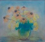 Krijttekening Vaas met gele bloemen, incl. lijst, Ophalen, Minder dan 50 cm, Gebruikt, Oorspronkelijke maker