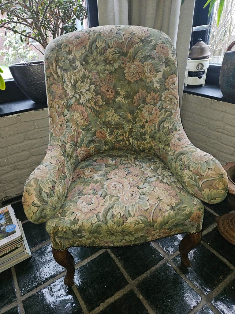 Gratis Stoel gebloemde stof, Ophalen of Verzenden, Gebruikt, 75 tot 100 cm, Stof