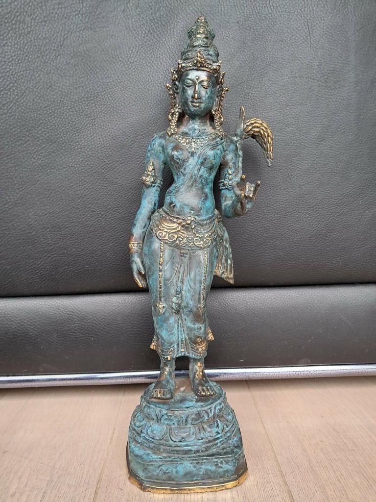 Bronzen beeld van de godin Sri/Lakshmi/India/48 cm, Ophalen of Verzenden