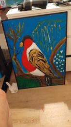 Schilderij: Vink op tak, handgeschilderd, Antiek en Kunst, Ophalen of Verzenden