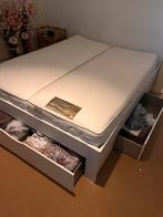 Opbergbed Butiken 160x200 met lattenbodems en matrassen, Huis en Inrichting, Ophalen, Wit, Tweepersoons, Zo goed als nieuw