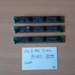 3 X 1Mb 30 Pin Simms 70ns (3 chip)  5 volt, Computers en Software, RAM geheugen, 70Ns, Gebruikt, Overige soorten, Verzenden