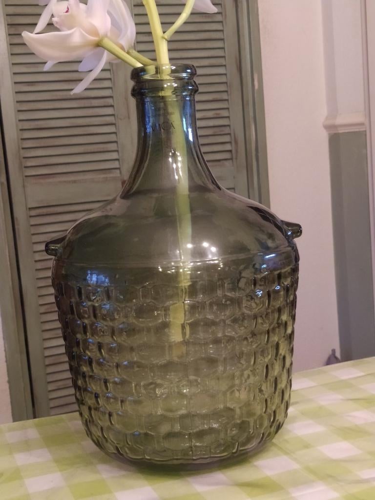 Mica gerecycled groene woon (gist)vaas, Huis en Inrichting, Woonaccessoires | Vazen, Ophalen of Verzenden, Groen, Glas, Minder dan 50 cm