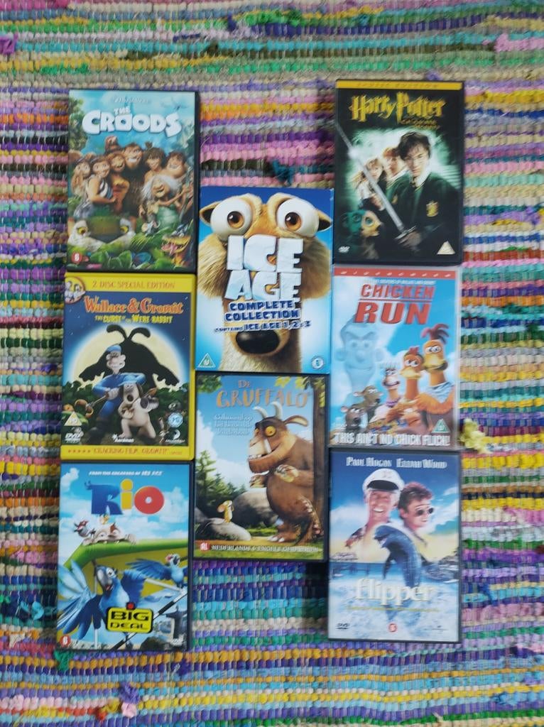 8 Kinderfilms op DVD: The Croods, Ice Age, Harry Potter e.a., Cd's en Dvd's, Dvd's | Kinderen en Jeugd, Avontuur, Gebruikt, Alle leeftijden