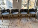 Set van 4 stijlvolle stoelen met gouden onderstel, Ophalen, Zo goed als nieuw, Vier, Metaal