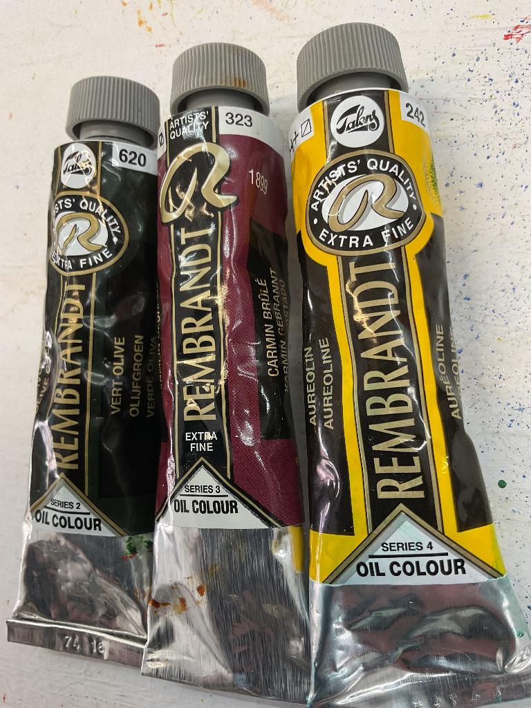 Rembrandt olieverf 3 tubes, Hobby en Vrije tijd, Verzenden, Zo goed als nieuw, Olieverf