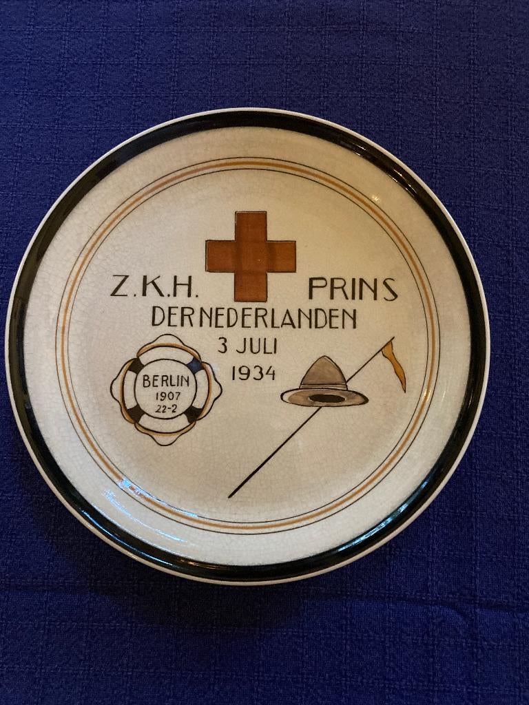 Herinneringsbord Z K H Prins der Nederlanden Hendrik 1934, Antiek en Kunst, Ophalen of Verzenden