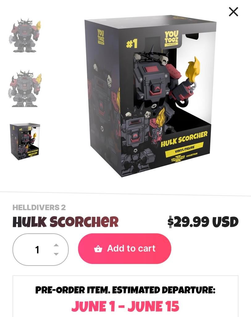 Helldivers 2 Hulk Scorcher Youtooz vinyl figuur, Ophalen of Verzenden, Nieuw