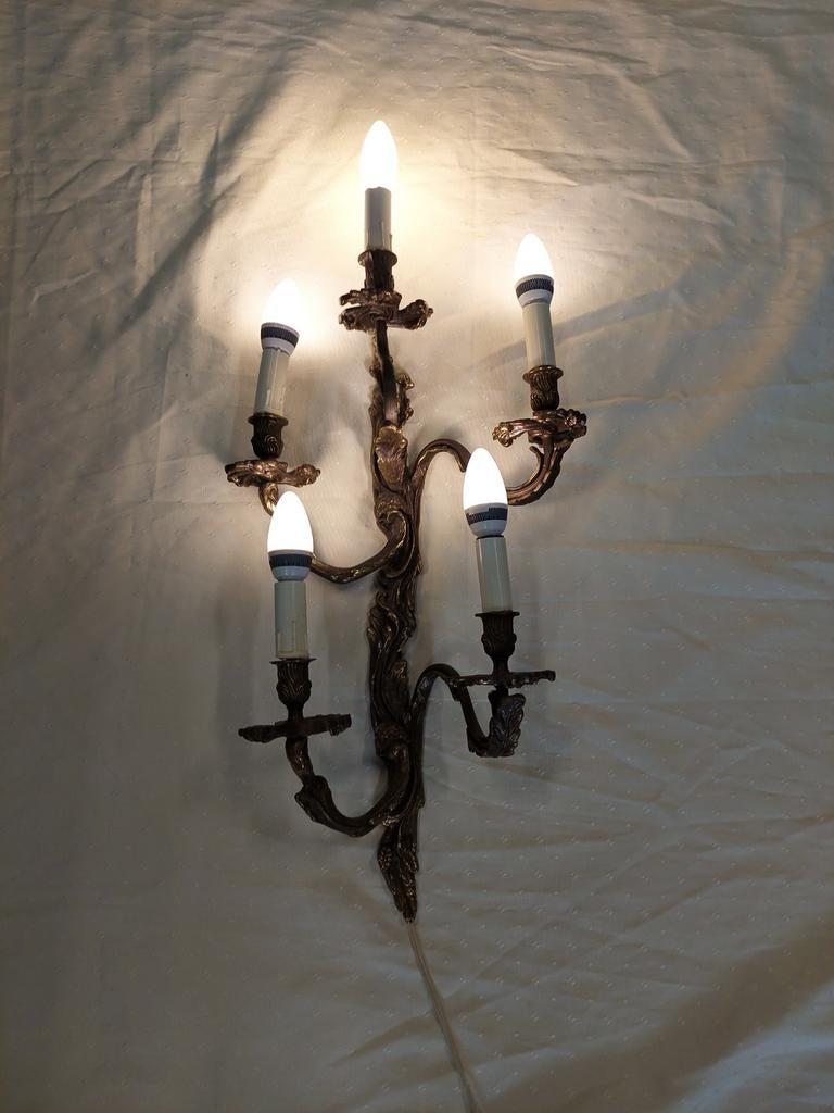 Bronzen prachtige wandlamp in Louis XV stijl, Ophalen of Verzenden