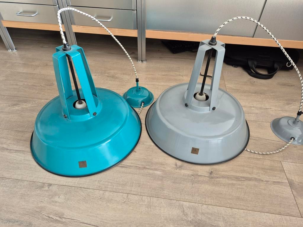 HK Living hanglampen, turquoise en grijs, Huis en Inrichting, Lampen | Hanglampen, Ophalen of Verzenden