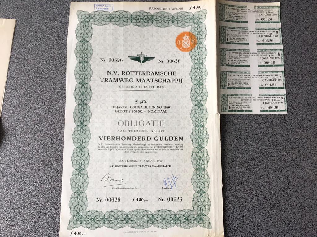 807 N.V. Rotterdamsche Tramweg Maatschappij, Postzegels en Munten, Aandelen en Waardepapieren, Ophalen of Verzenden