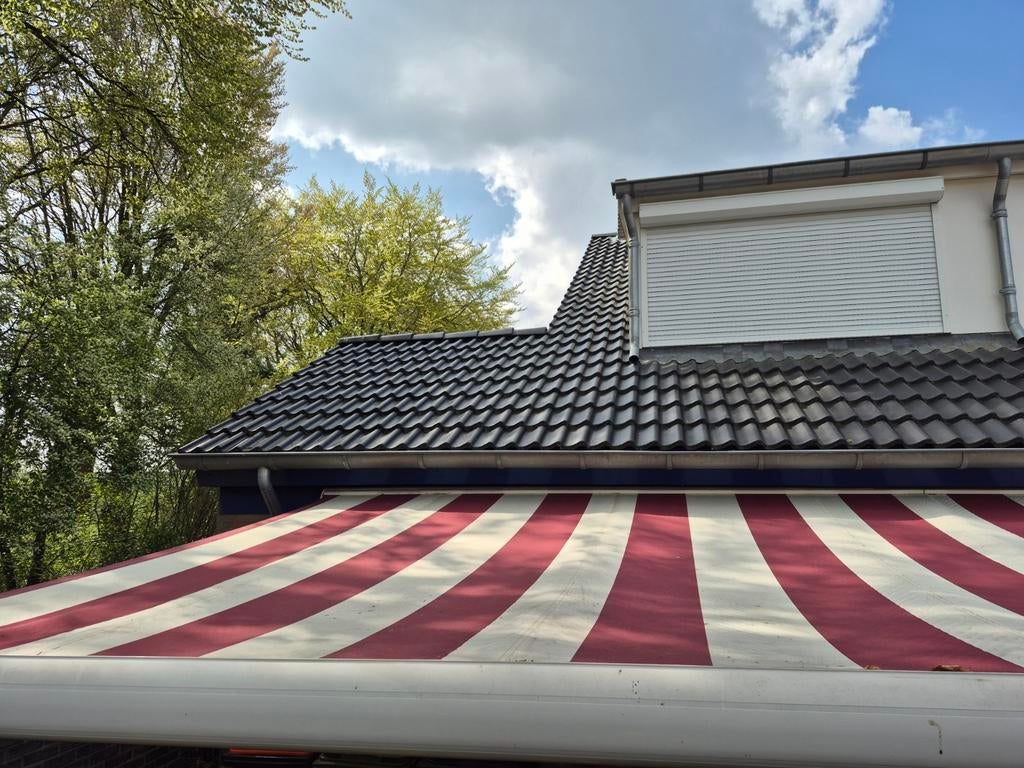 Grote knikarm zonneluifel Ambiance, Tuin en Terras, Zonneschermen, Ophalen, 450 cm of meer, Elektrisch, Zo goed als nieuw