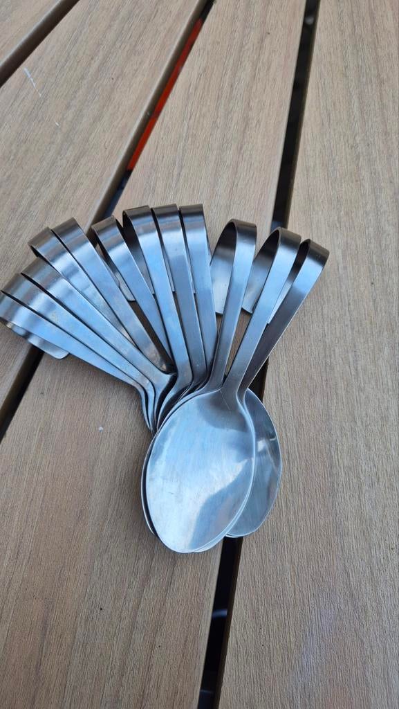 12 RVS Amuse Lepels - Perfect voor Feestjes en Borrels, Ophalen of Verzenden, Gebruikt, Rvs of Chroom, Los bestek