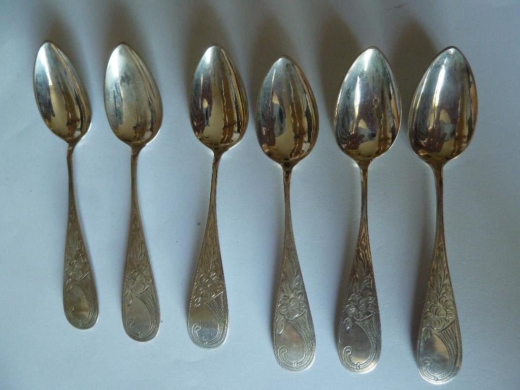 6 antiek zilveren theelepeltjes, Ophalen of Verzenden