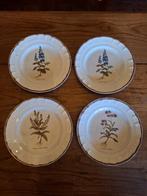 4 platte borden botanic FAÏENCE DE MOUSTIERS , Ophalen of Verzenden, Zilver