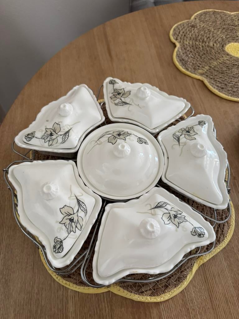 Prachtige Keramische Hapjesschaal met deksels, Antiek en Kunst, Ophalen of Verzenden