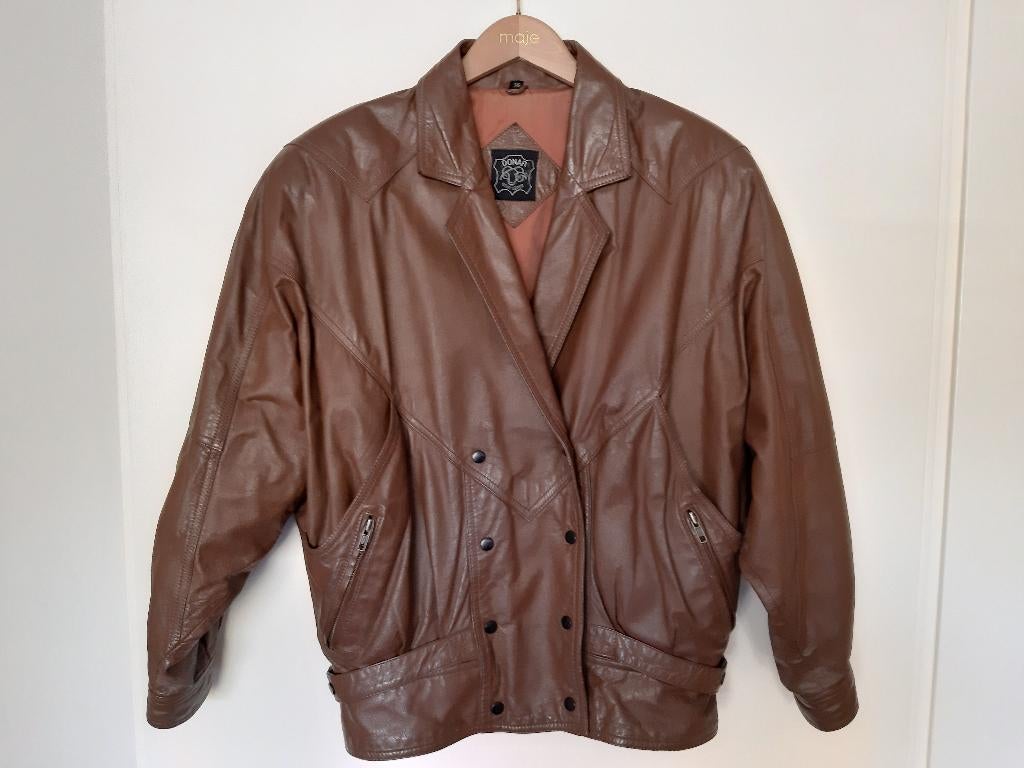 Leather jacket Donar size 36, Ophalen of Verzenden, Jasje, Maat 36 (S), Gedragen