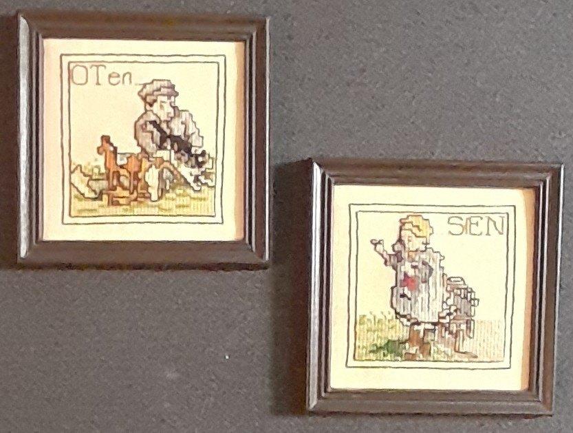 Handgemaakte geborduurde afbeeldingen van Ot en Sien, Verzamelen, Ophalen of Verzenden, Gebruikt
