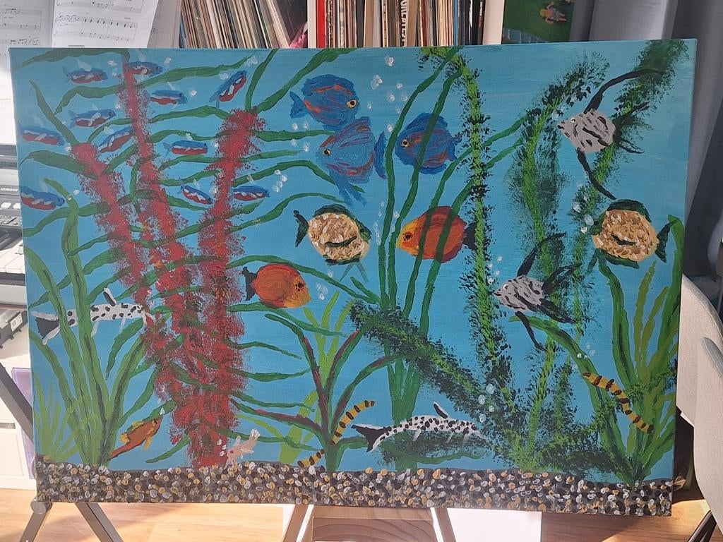 Aquarium schilderij van 50cm breed bij 70 cm lang, Antiek en Kunst, Ophalen