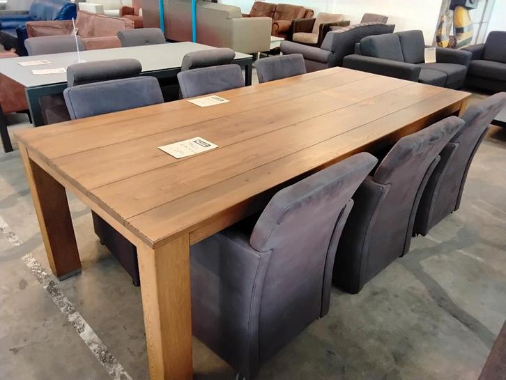 Eettafel 250cm met 6 eetstoelen. Mooi! Second Life Wolvega., Huis en Inrichting, Tafels | Eettafels, Zo goed als nieuw, 100 tot 150 cm